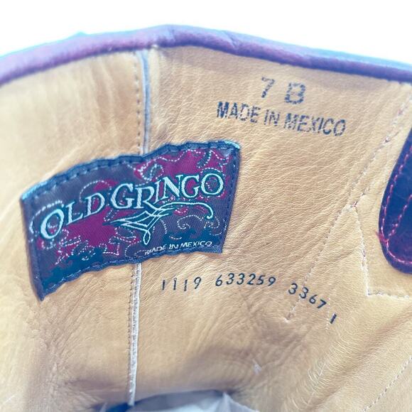 Rare Old Gringo Red Star Studded Belted Leather Western Cowgirl Boot size 7 - Picture 10 of 11